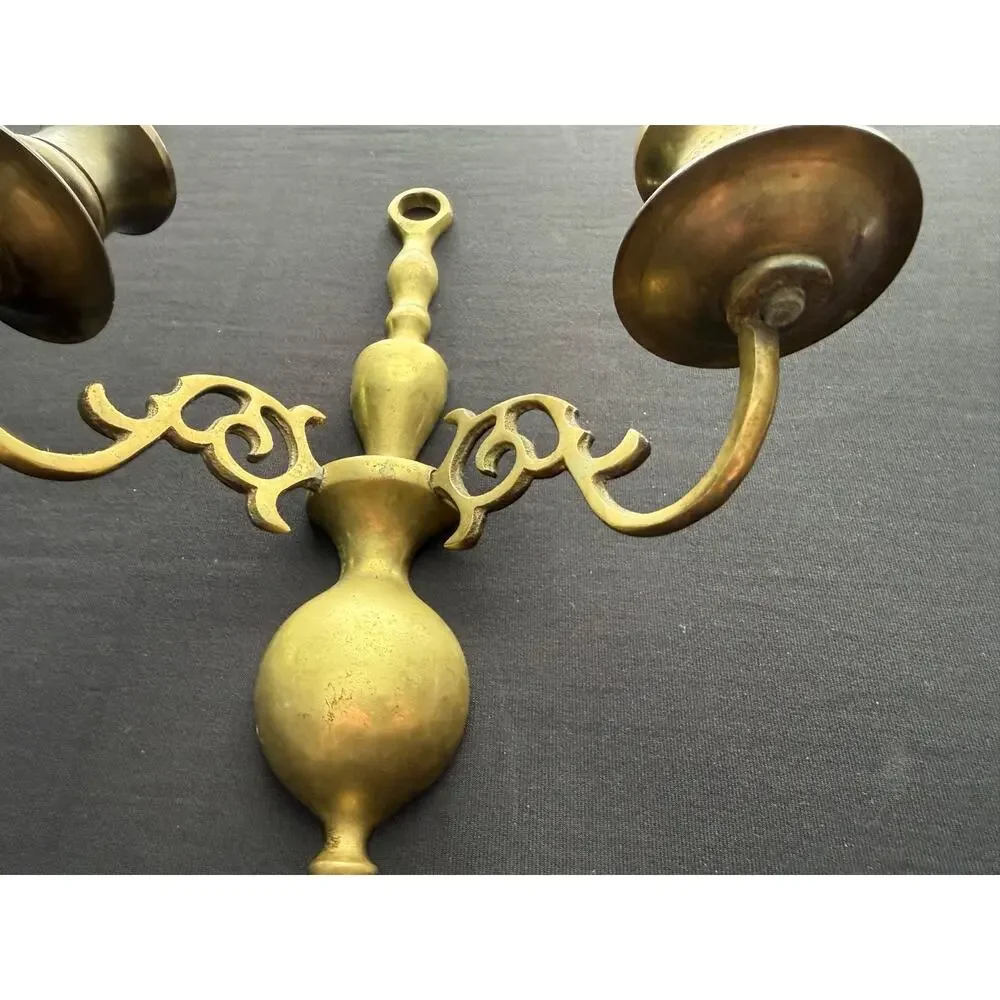 Vintage Brass Candle Holder Wall Decor Retro Style
